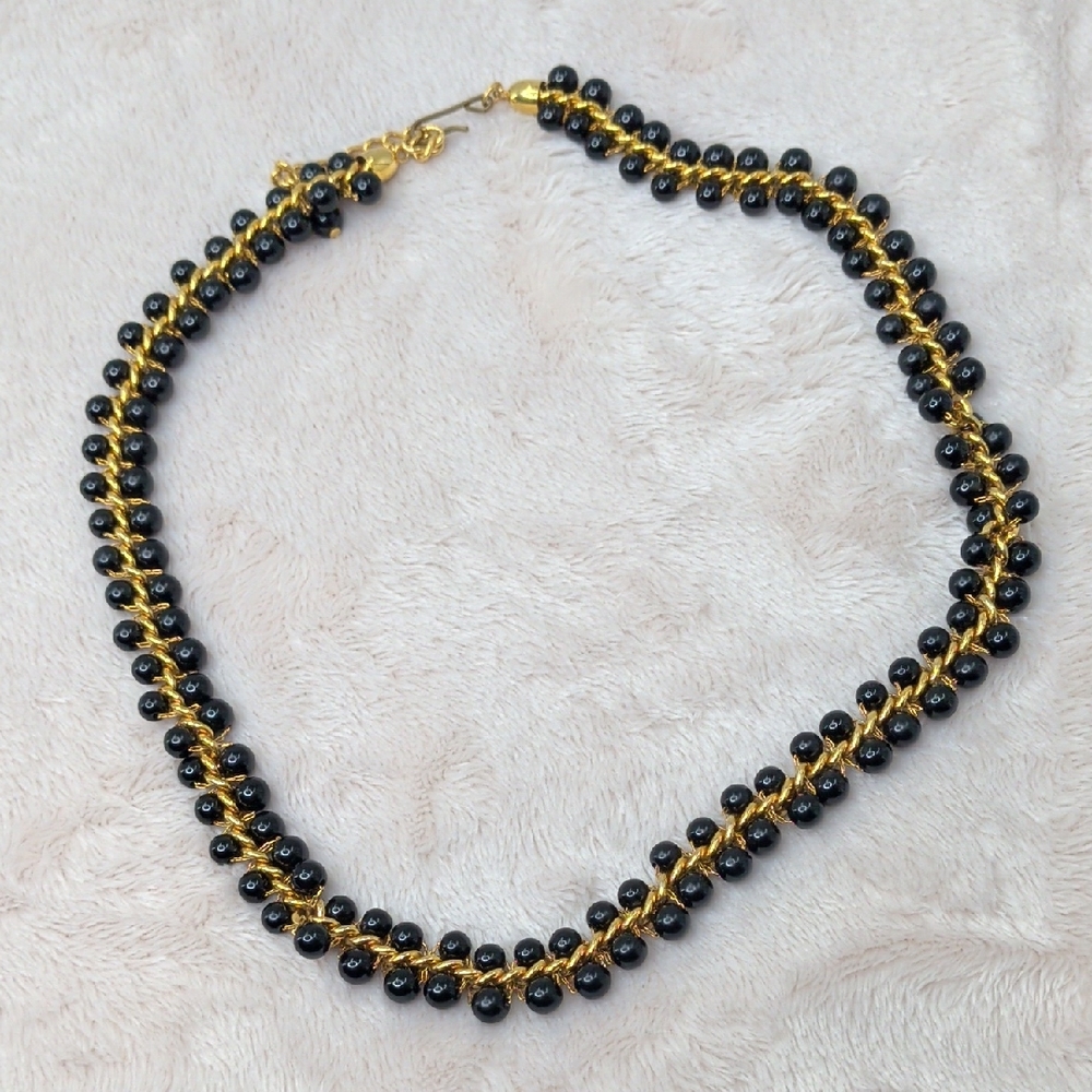 Black and Gold Beaded Necklace